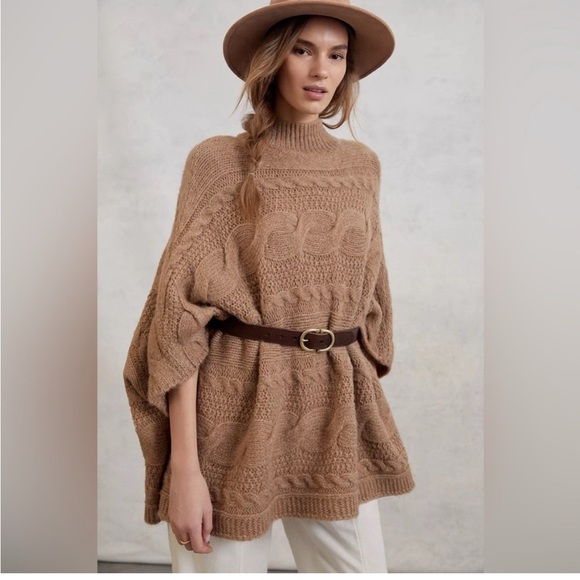 Anthropologie Other - Anthropologie Rosamund -Cable Knit Poncho Sweater Size XS/S